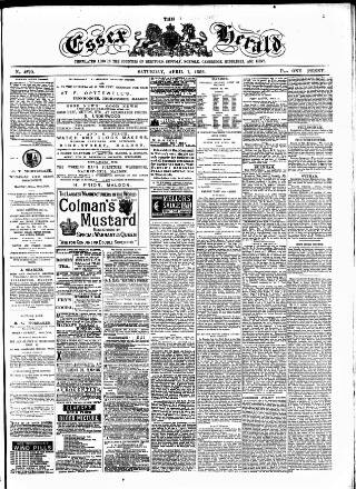cover page of Essex Herald published on April 1, 1882