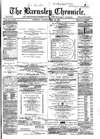 cover page of Barnsley Chronicle published on May 22, 1869