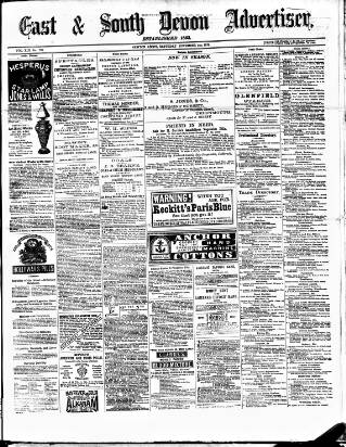 cover page of East & South Devon Advertiser. published on November 2, 1878