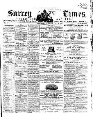 cover page of West Surrey Times published on June 13, 1863
