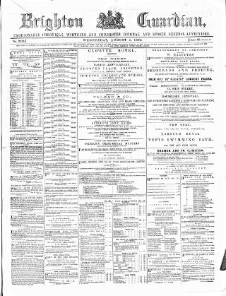 cover page of Brighton Guardian published on August 2, 1865