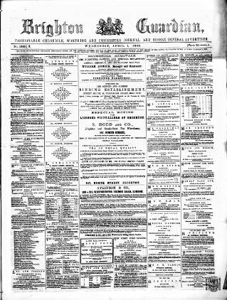 cover page of Brighton Guardian published on April 1, 1868