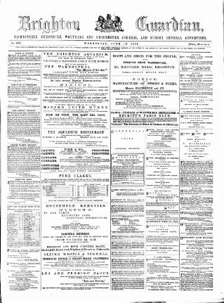 cover page of Brighton Guardian published on June 13, 1877