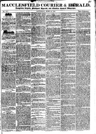 cover page of Macclesfield Courier and Herald published on June 13, 1829