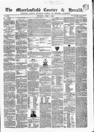 cover page of Macclesfield Courier and Herald published on April 1, 1843