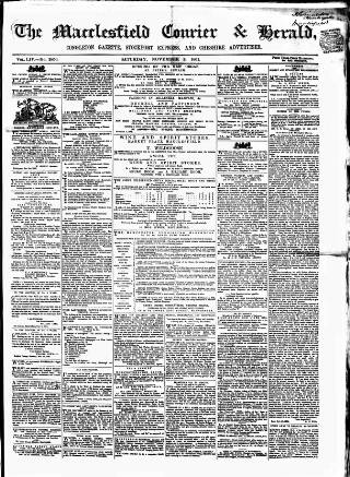 cover page of Macclesfield Courier and Herald published on November 2, 1861