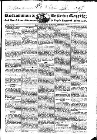 cover page of Roscommon & Leitrim Gazette published on May 22, 1824