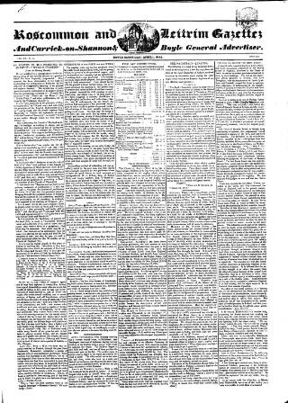 cover page of Roscommon & Leitrim Gazette published on April 1, 1843