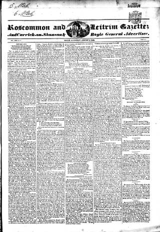 cover page of Roscommon & Leitrim Gazette published on August 2, 1845