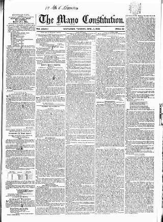 cover page of Mayo Constitution published on April 1, 1845