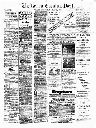 cover page of Kerry Evening Post published on May 22, 1889