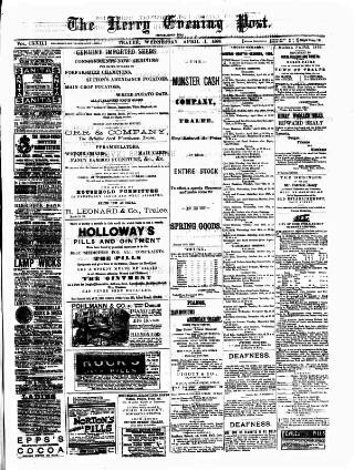 cover page of Kerry Evening Post published on April 1, 1896