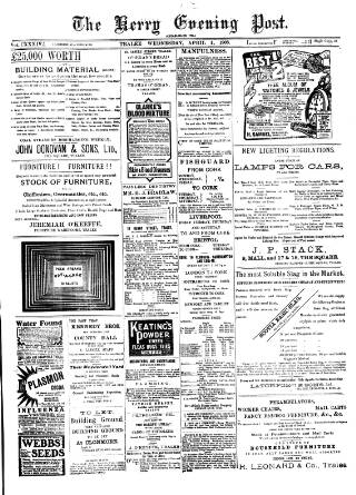 cover page of Kerry Evening Post published on April 1, 1908