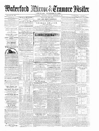 cover page of Waterford Mirror and Tramore Visitor published on September 28, 1870