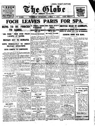 cover page of Globe published on April 1, 1919