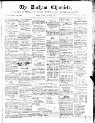 cover page of Durham Chronicle published on August 2, 1850
