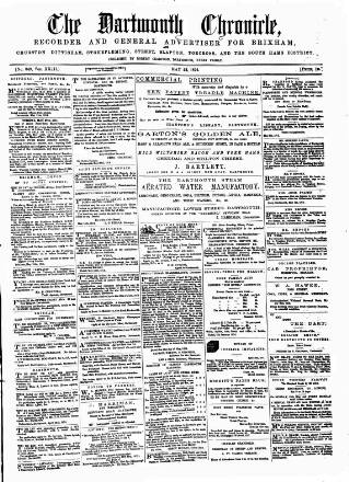 cover page of Dartmouth & South Hams chronicle published on May 22, 1874