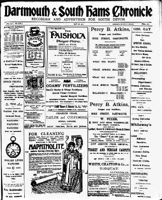 cover page of Dartmouth & South Hams chronicle published on April 1, 1910