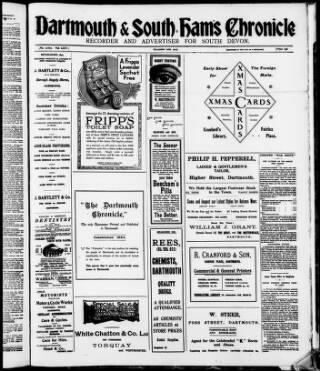 cover page of Dartmouth & South Hams chronicle published on November 2, 1917