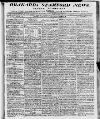 cover page of Drakard's Stamford News published on August 2, 1816