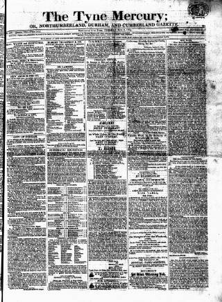 cover page of Tyne Mercury; Northumberland and Durham and Cumberland Gazette published on November 2, 1819