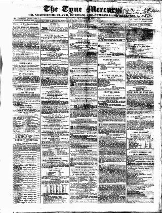 cover page of Tyne Mercury; Northumberland and Durham and Cumberland Gazette published on April 1, 1828