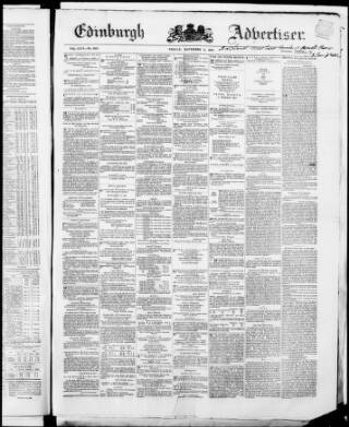 cover page of Edinburgh Advertiser published on November 2, 1855