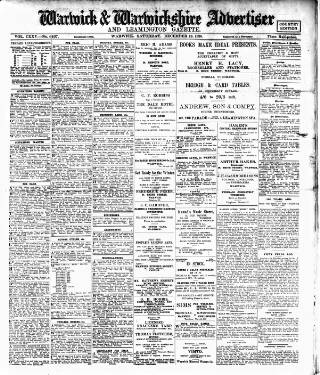cover page of Warwick and Warwickshire Advertiser published on December 13, 1930