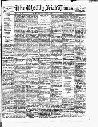 cover page of Weekly Irish Times published on August 2, 1884