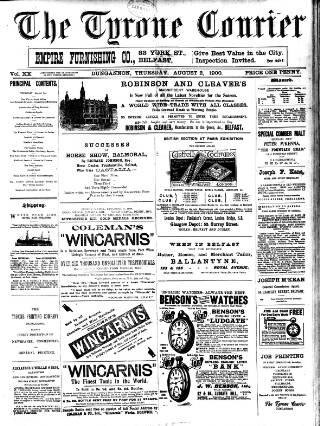 cover page of Tyrone Courier published on August 2, 1900