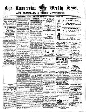 cover page of Launceston Weekly News, and Cornwall & Devon Advertiser. published on June 13, 1857