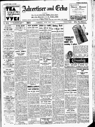 cover page of Thanet Advertiser published on June 13, 1933