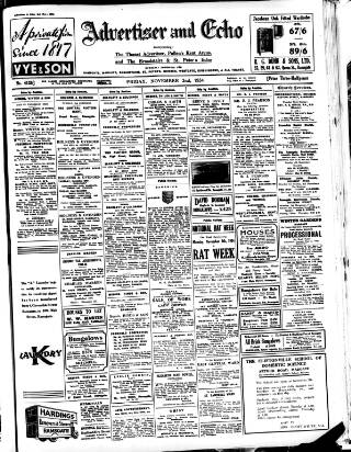 cover page of Thanet Advertiser published on November 2, 1934