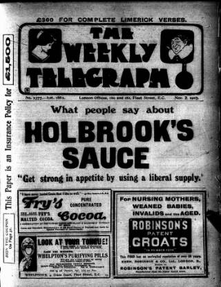 cover page of Sheffield Weekly Telegraph published on November 2, 1907