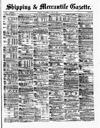 cover page of Shipping and Mercantile Gazette published on June 13, 1883