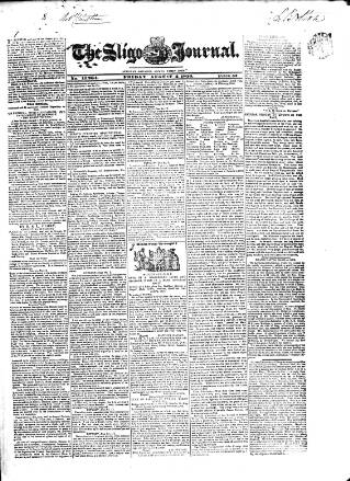 cover page of Sligo Journal published on August 2, 1850