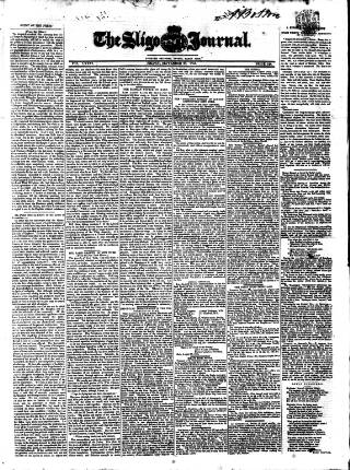 cover page of Sligo Journal published on September 28, 1855