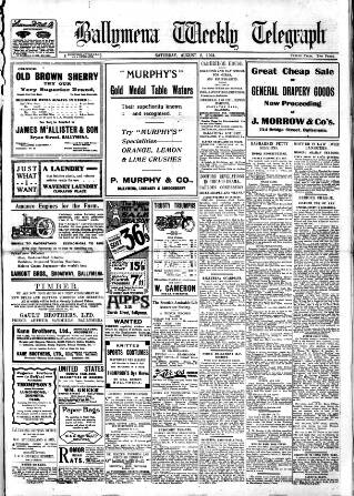 cover page of Ballymena Weekly Telegraph published on August 2, 1924