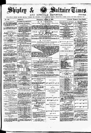 cover page of Shipley Times and Express published on August 2, 1884