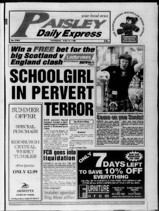 cover page of Paisley Daily Express published on June 13, 1996
