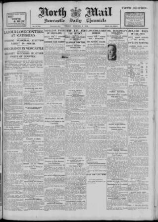 cover page of Newcastle Daily Chronicle published on November 2, 1926