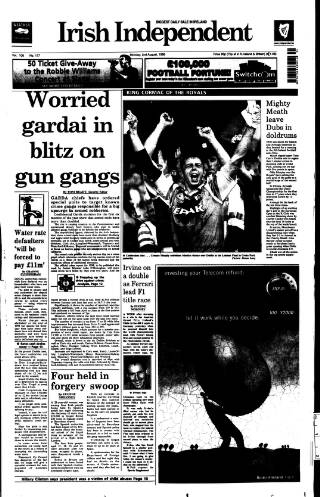 cover page of Irish Independent published on August 2, 1999