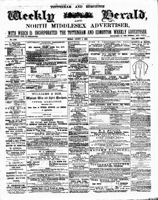 cover page of Tottenham and Edmonton Weekly Herald published on August 2, 1889