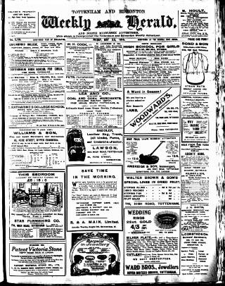 cover page of Tottenham and Edmonton Weekly Herald published on May 22, 1914