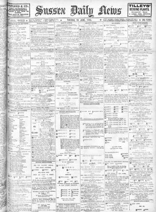 cover page of Sussex Daily News published on June 13, 1916