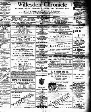 cover page of Willesden Chronicle published on April 1, 1898