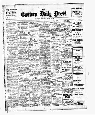 cover page of Eastern Daily Press published on August 2, 1910