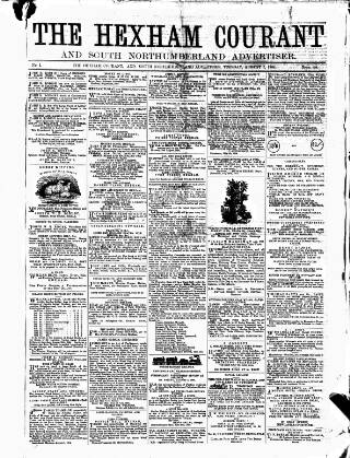 cover page of Hexham Courant published on August 2, 1864