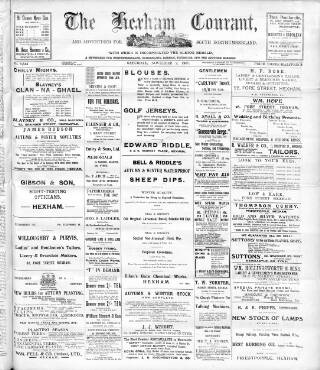 cover page of Hexham Courant published on November 2, 1907