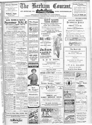 cover page of Hexham Courant published on June 29, 1918